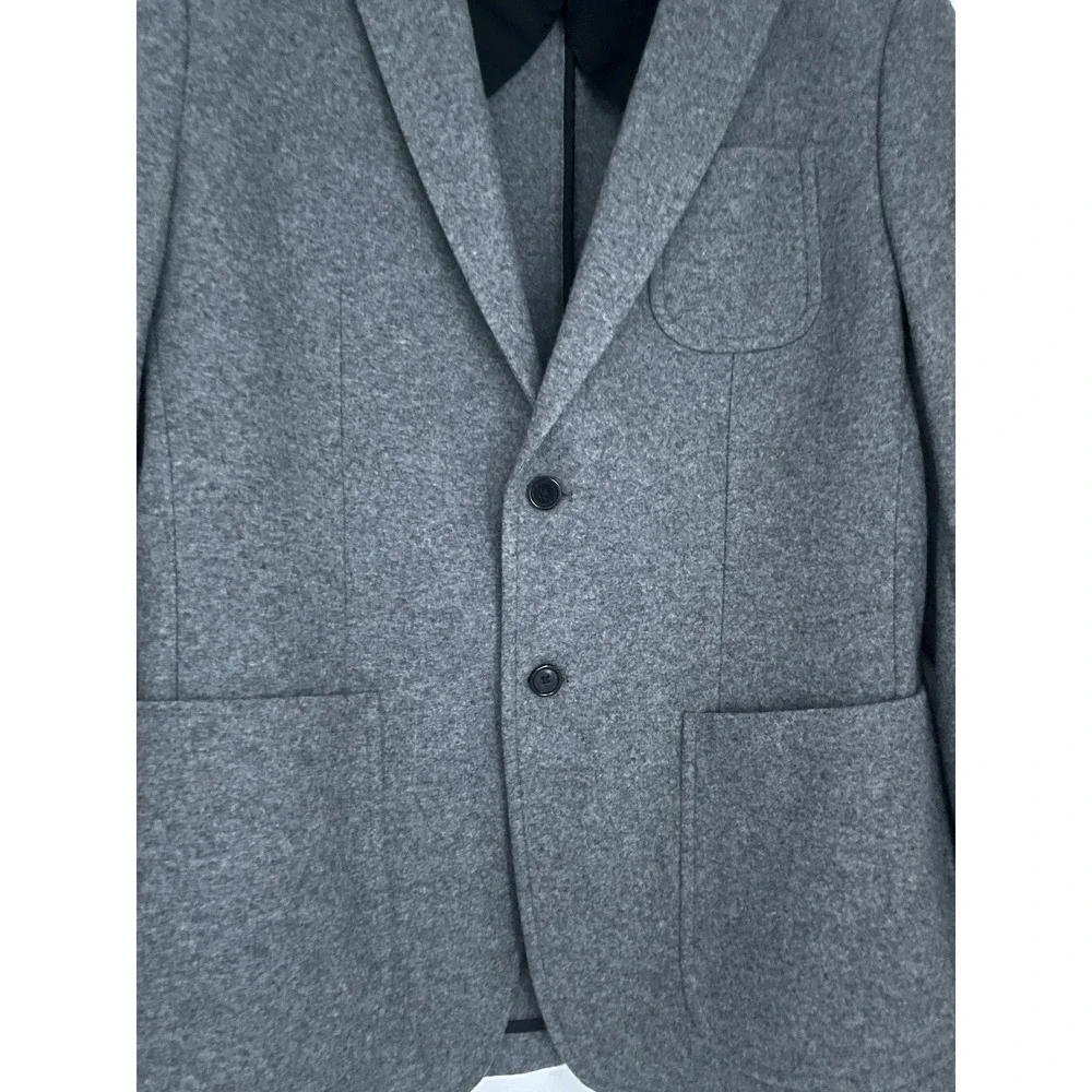 Banana Republic Slim Wool Blazer Mens 42R Gray Italian Fabric Mario Bellucci Lux
